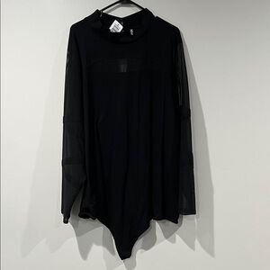 Torrid Black Bodysuit with Sheer Sleeves